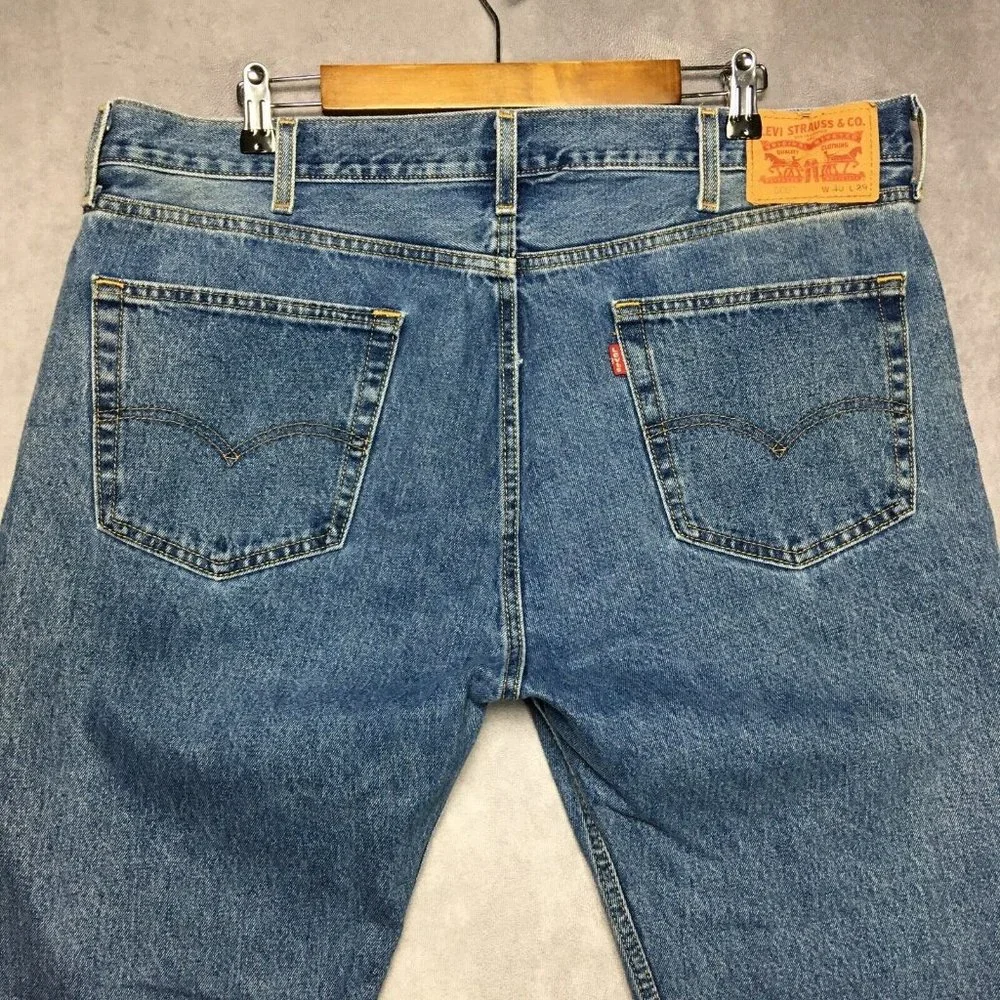 Levis‎ Mens 505 Regular Fit Blue Jeans size 40x29 Cotton Denim Pants Zipper Fly